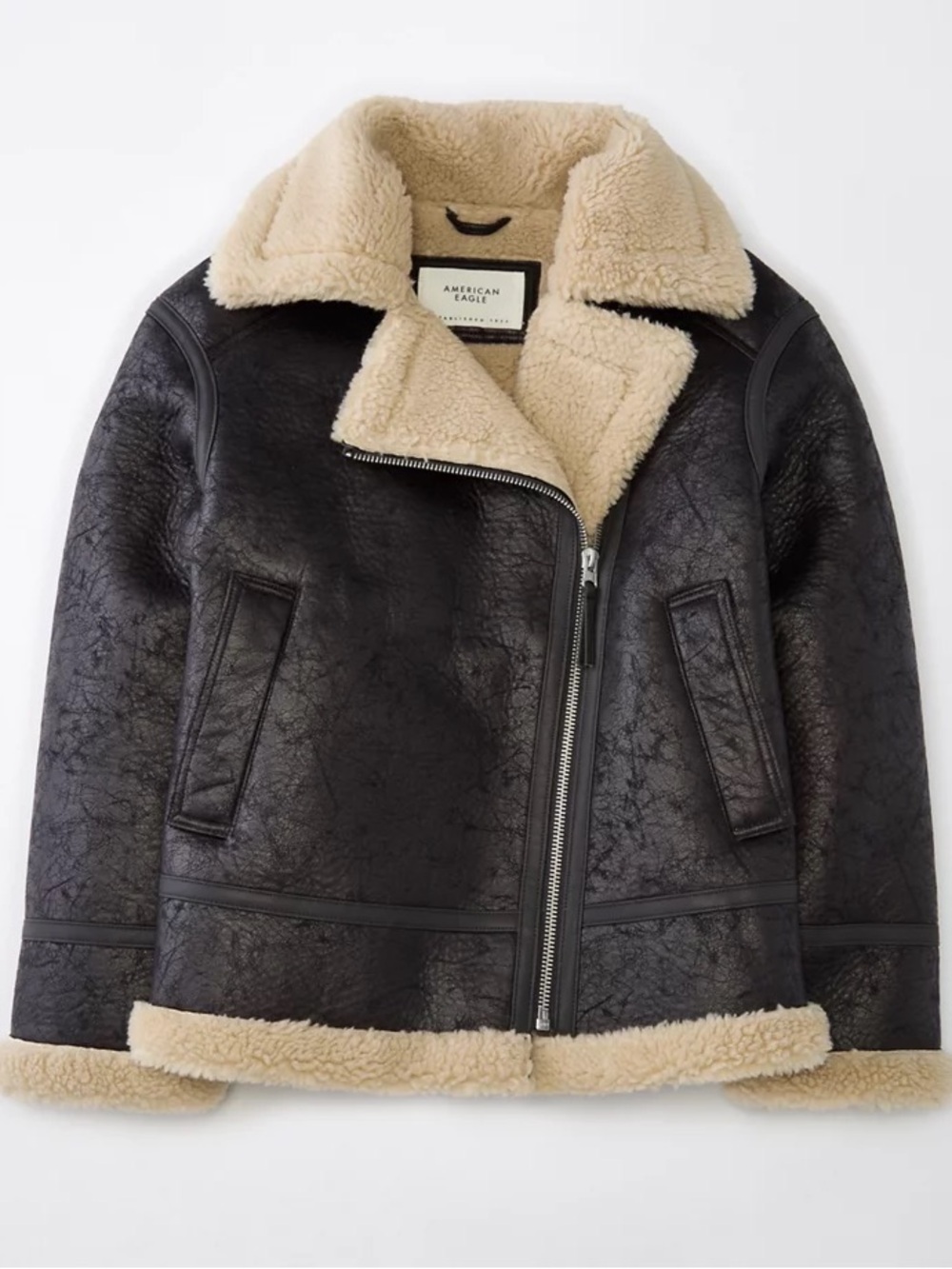 American Eagle Outfitters Oversized Vegan Shearling Moto Jacket